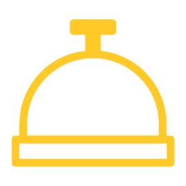 A yellow line icon depicts a concierge bell