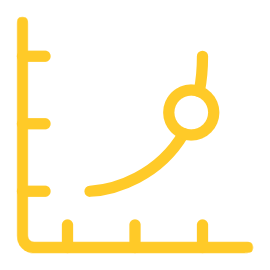A yellow line icon depicts a graph.