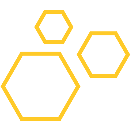 A yellow icon depicts three hexagons.