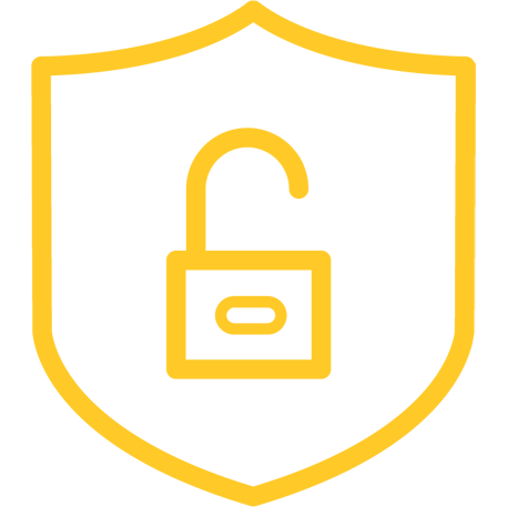 A yellow icon depicts a padlock inside a shield